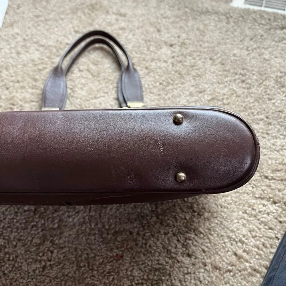 VTG 60s 70s Groskopf’s Brown Leather Top Handle Satchel Bag - Picture 5 of 16